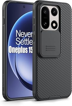 Nillkin for OnePlus 15 Case with Slide Camera Cover, [Upgraded Camera Lens Protection] [Hard PC+Soft TPU Bumper+Air Cushions] Slim Shockproof Protective Phone Case for OnePlus 15 6.78" 2025, Black