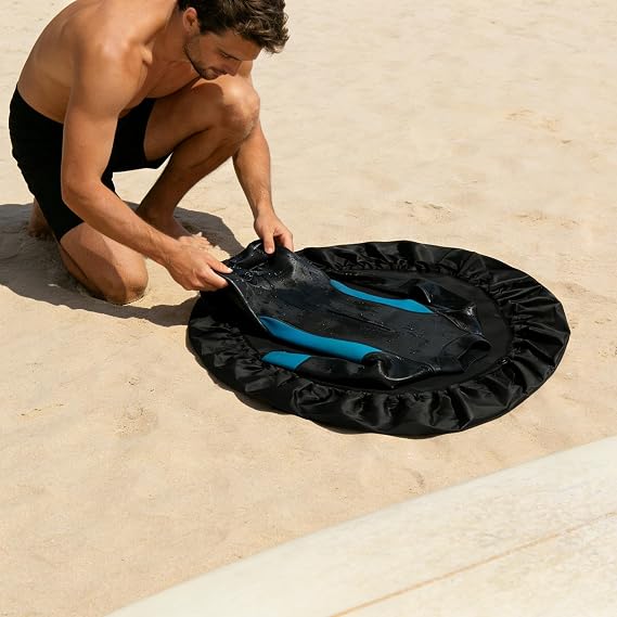 Wetsuit Changing Mat, Waterproof Swimming Changing Pad and Sand Removal Gloves Set, Wet Dry Wetsuit Storage Bag with Drawstring for Beach Surfing Diving, Keep Your Car Clean, Beach Organiser