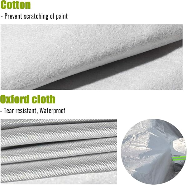 Favoto Telo Copriauto Invernale Felpato da Esterno Impermeabile Telo per Auto per Berlina 2 Volumi Realizzato in PEVA+Cotone con Zip, Resistente ad Acqua Polvere Neve Sole Freddo (435x180x160cm) - 5