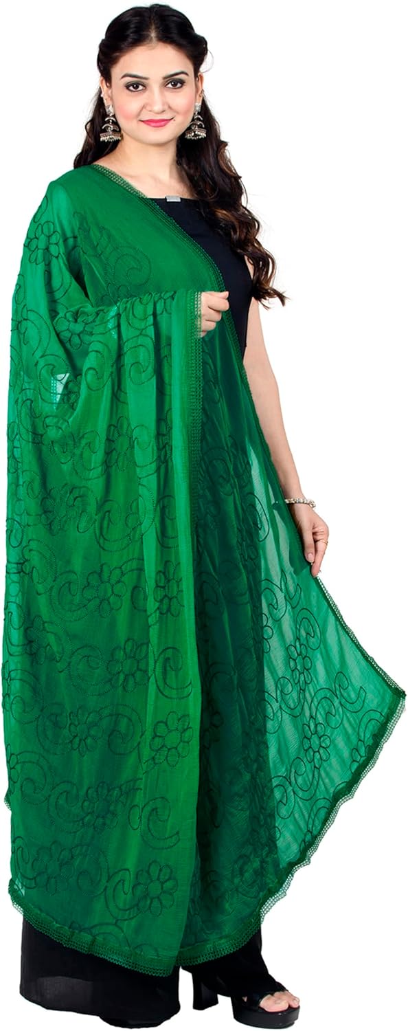 Chandrakala Chiffon Dupatta for Women,Shawl Scarf Wrap Chunni,(D285-P)