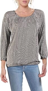 Chelsea & Theodore Womens Chevron Print Gathered Neck Blouse