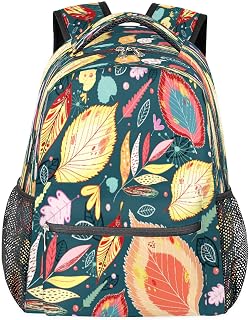 Mochilas para adolescentes meninas meninos mochila de viagem de outono colorida para mulheres homens, bolsas de livro de folhas mochilas universitárias para escola, mochilas de trabalho para laptop mochila resistente à água para caminhadas, Multicor, Medium