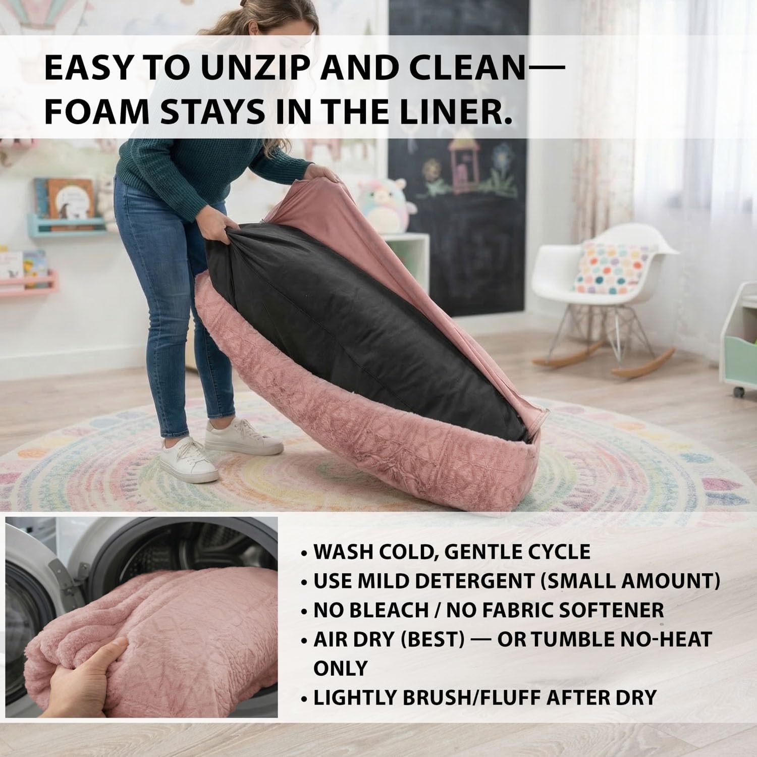 Crash Pad 48" X 60" - Sensory Pad with Cover Foam Blocks for Kids and Adults, Ideal Gymnastics Equipment to Jump, Play or Relax - Pink