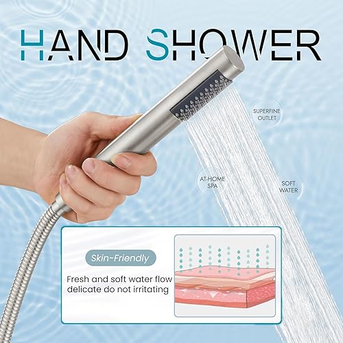 Miniatura 6 de gotonovo Grifo de bañera montado en el suelo con ducha de mano de alto flujo de latón mezclador grifos giratorio boquilla independiente relleno de