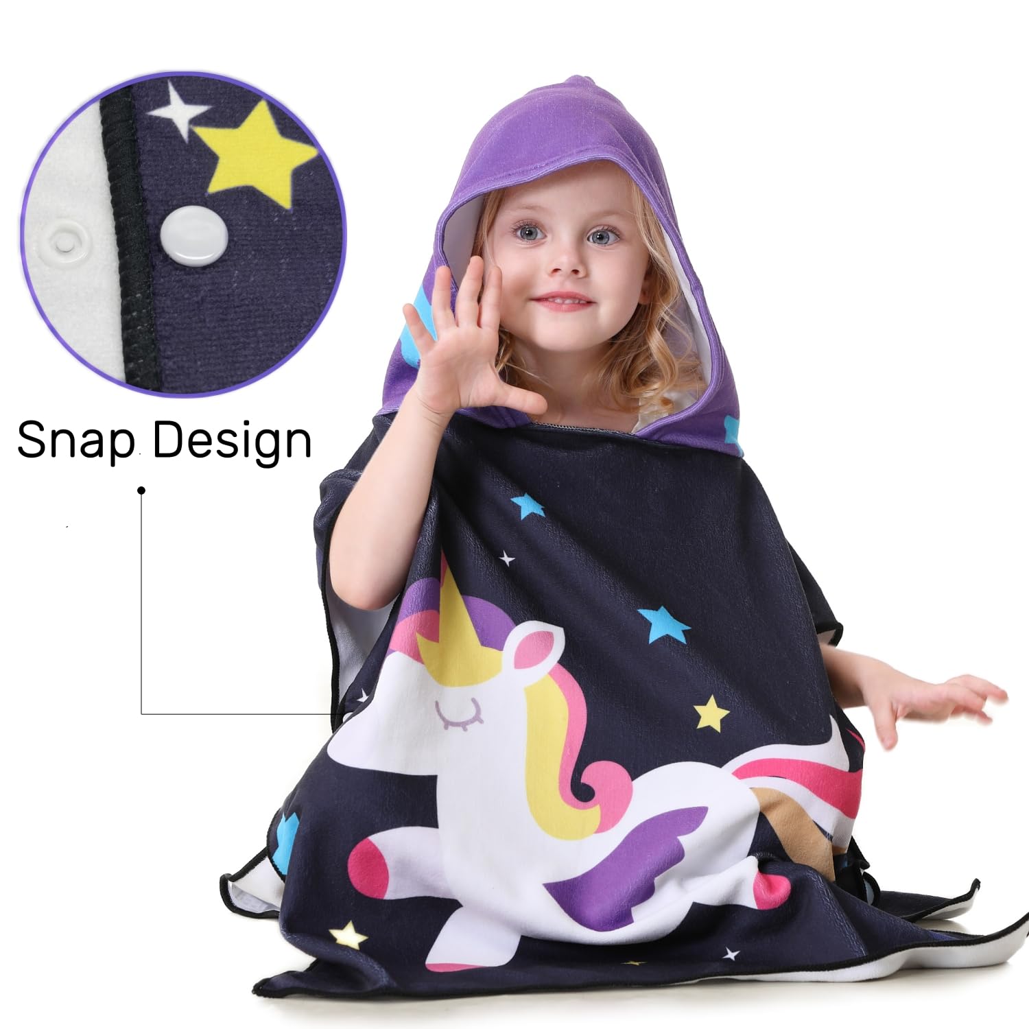 Einhorn-Handtuch-Poncho für Kleinkinder, Bade-, Strand-, Pool-, Mädchen, Alter 1, 2, 3, 4, 5 Jahre, mit Tasche