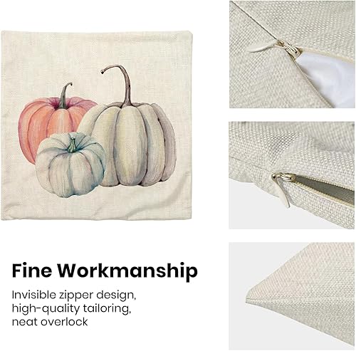 Miniatura 5 de BETGINY Juego de 2 fundas de almohada decorativas de otoño de 18 x 18 pulgadas, fundas de almohada de otoño con diseño de calabaza, para exteriores,