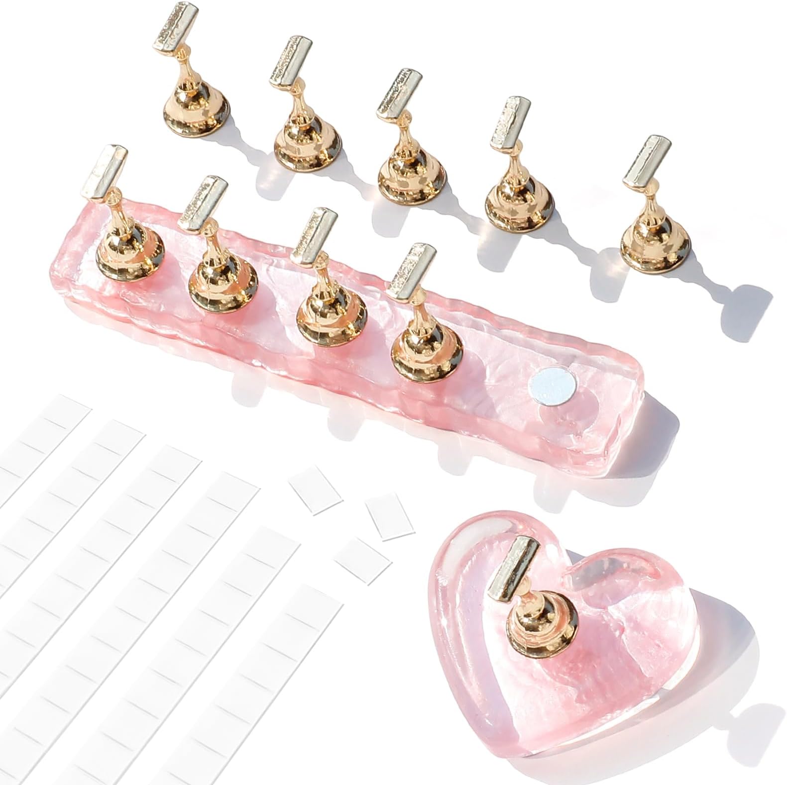 Etercycle Nagelständer Display, 2 Set Aurora Magnetischer Nagelhalter Mit Wiederverwendbarem Klebstoffkitt, Acryl Praxis Nägel Ständer Set DIY Nagelzubehör Für Display Malerei Nägel