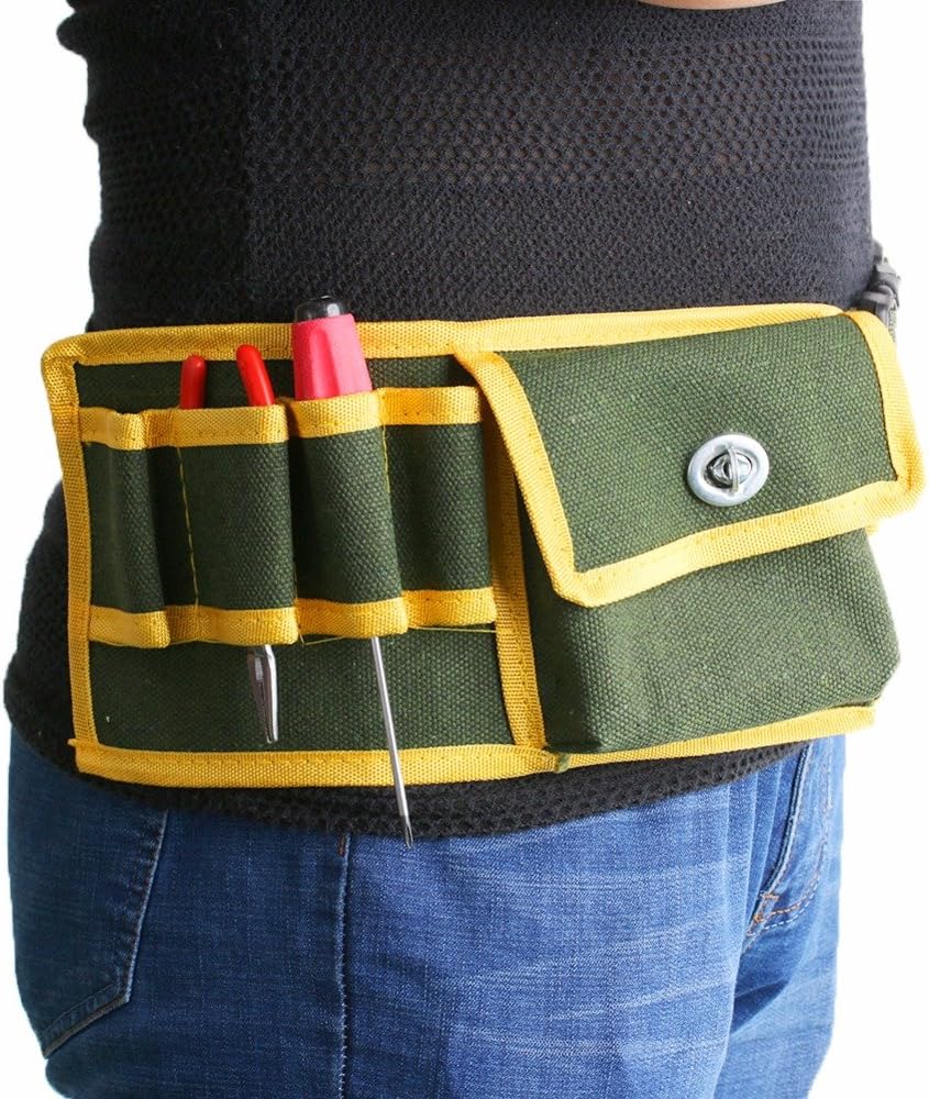 Ezyoutdoor Canvas Pouch Holder Waist Pack Multifunctional Canvas Tool Bag Electrician Mechanic Waist Pack Belt Maintenance Bag Tools Kit Bag
