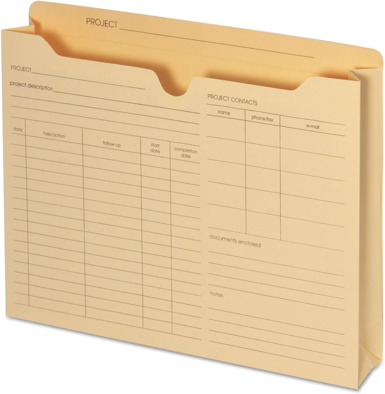 Globe-Weis B3143DT Pendaflex File Folder Jackets, Letter Size, Manila, Preprinted, Expands 2” inches, Reinforced Tabs, 9.5” x 11.5” inches – Pack of 50