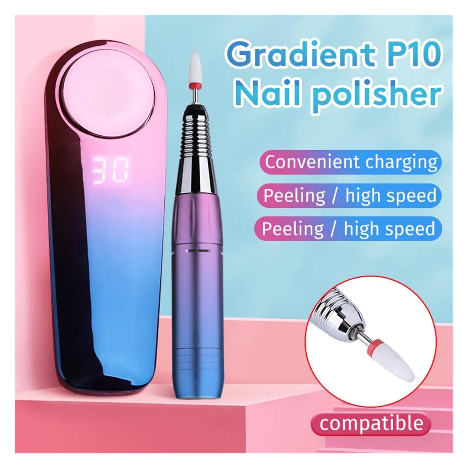 Strumenti for lucidare la Macchina for Manicure elettrica Portatile Ricaricabile for Lima for Unghie