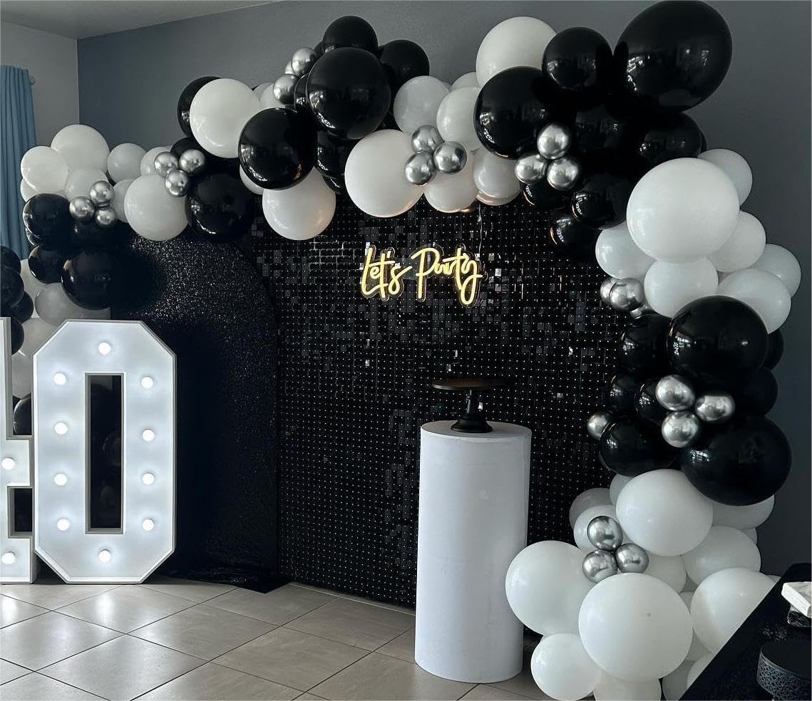 Kate Panneau Mural Scintillant Carré à Paillettes - Noir Fond Photo Brillant Décoration pour Anniversaires, Fêtes, Mariages et Festivités 30×30 cm (24 Pièces)