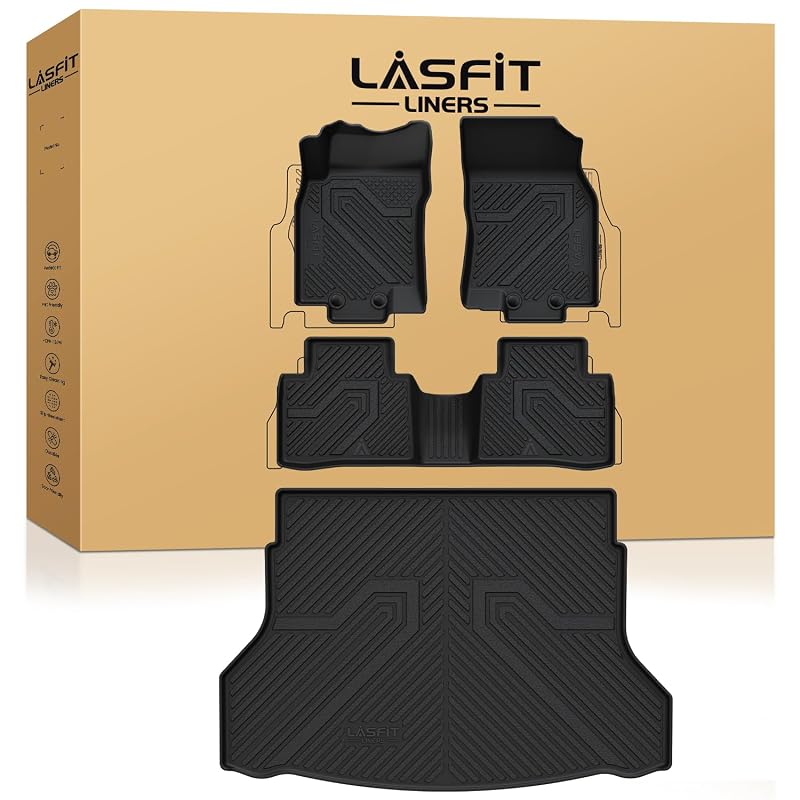 Kit de tapetes e forro para porta-malas LASFIT em TPE para Nissan Rogue a gasolina 2014–2020, 4 peças