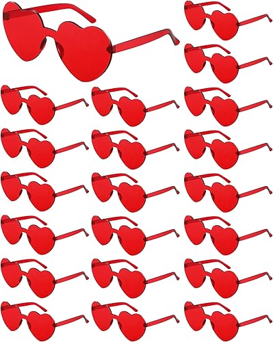 Frienda 20 Pairs Heart Shaped Sunglasses Rimless Candy Color Glasses for Women Men Party Favor