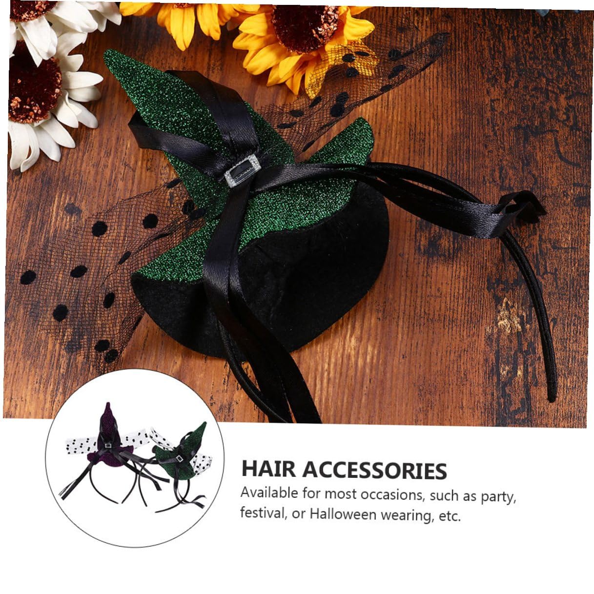 Operitacx 4pcs Halloween Witch Hat Headband Set, Women’s Fashion Hair Accessories, Magenta and Green Color, Halloween Party Hairband for Costume and Festival Use