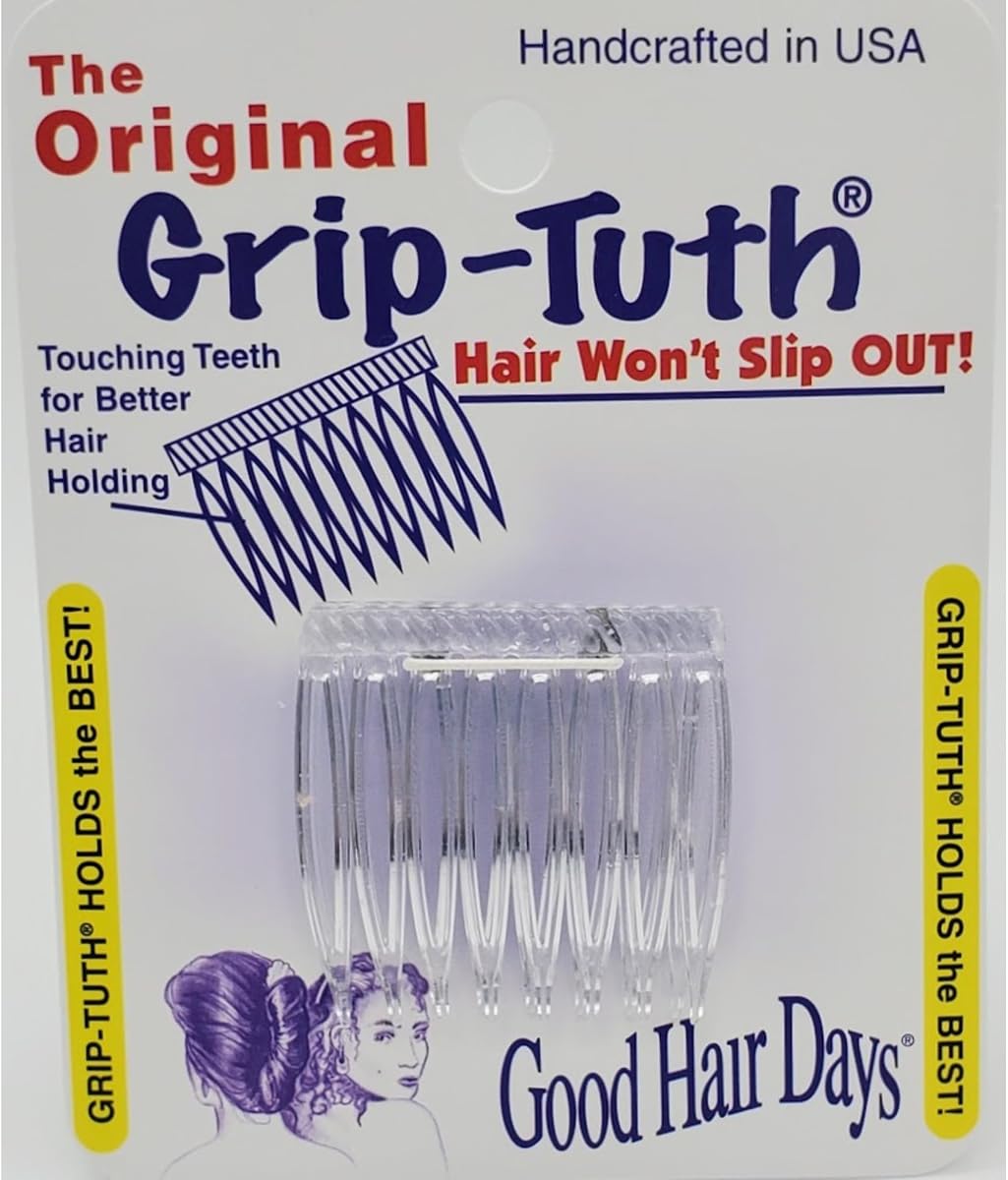 Peines Good Hair Days Grip-Tuth Tuck (2-1.5") Sujeción segura para todo tipo de cabello | Peines para peinar el cabello para un agarre cómodo y antideslizante para uso diario, estilos laterales y ocasiones especiales. Hecho en EE. UU. 1.5"