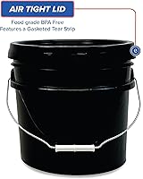 Vista 3 de ePackageSupply Cubo de plástico de 3.5 galones con tapa, cubo de grado alimenticio, negro, sin BPA, resistente, 90 mil, reutilizable, fabricado