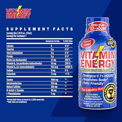Miniatura 2 de Vitamin Energy Bebidas energéticas B12, sabor a granada Acai, hasta 7 horas de energía, 1.93 onzas líquidas, 4 unidades