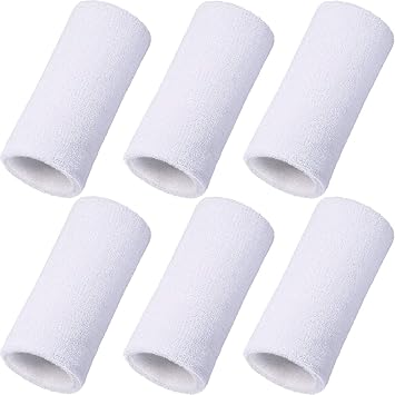 WILLBOND 6 Inch Wrist Sweat Bands for Men Women Tennis Elastic Athletic Long Sweatband Wrist Absorbent for Basketball Tennis Running Outdoor ActivityWhite
