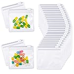 Nuanchu 48 Pieces Pill Pouches Bags Set Reusable Zippered Pill Baggies Clear Plastic Self Sealing Travel Medicine Organizer Storage with Slide Lock for Medicine and Small Items