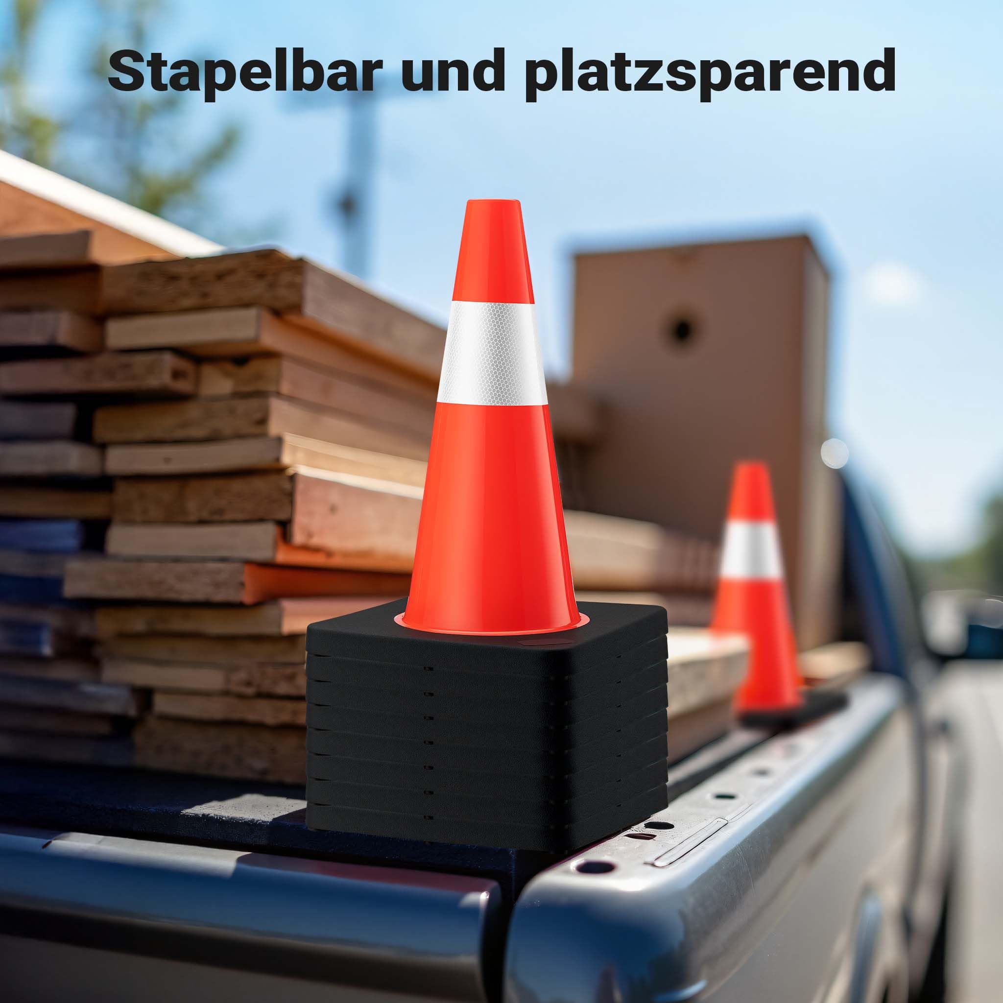Wiltec Cônes de signalisation 45 cm de haut, 6 pièces, cônes de signalisation pour sécuriser, pylônes réfléchissants en PVC et caoutchouc robustes pour chantiers