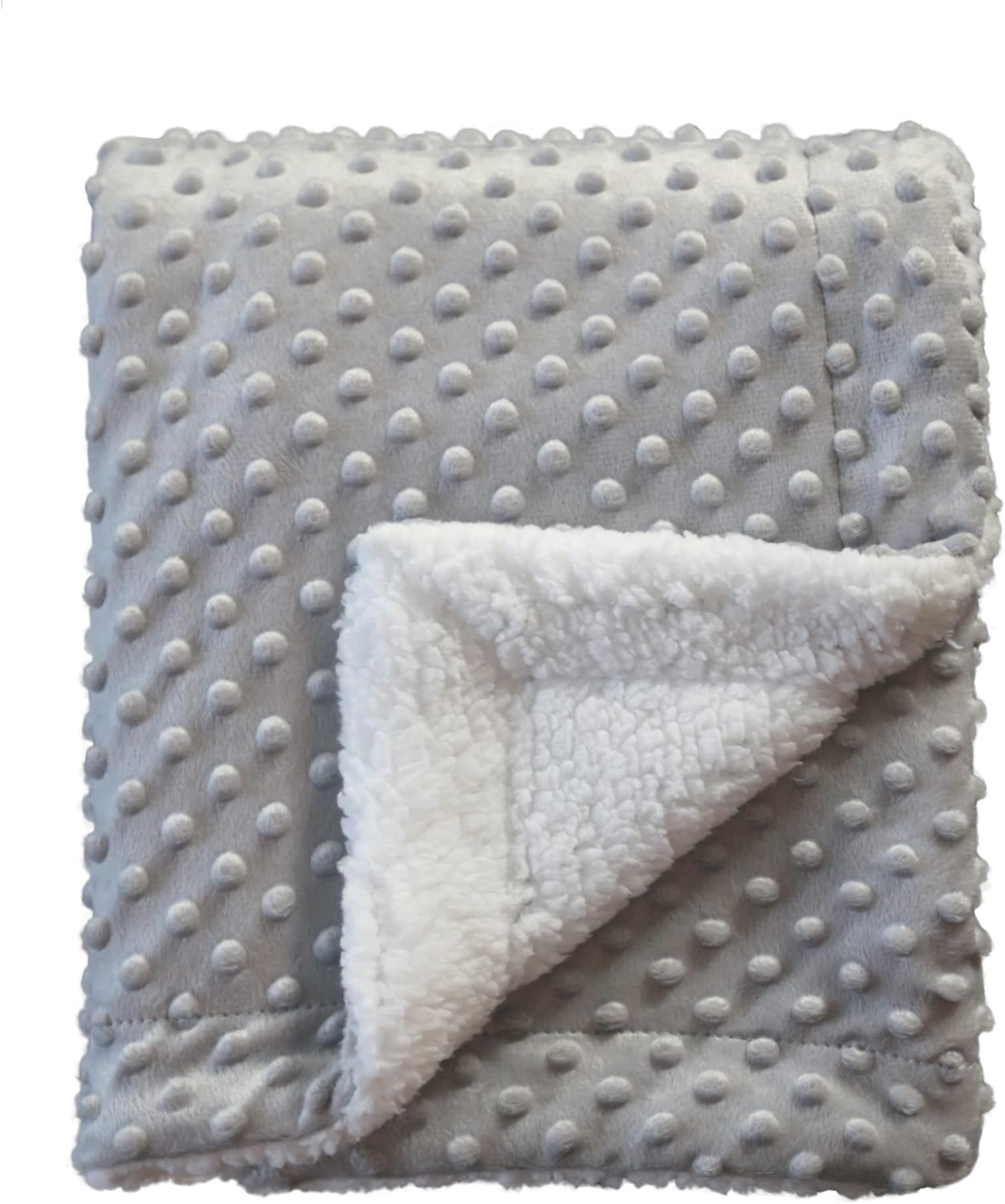 CREVENT Cozy Soft Warm Sherpa Baby Blanket for Infant Toddler's Crib Cot Stroller Gifts for Baby Boys All Season Use (30''X40'' Light Grey dot)