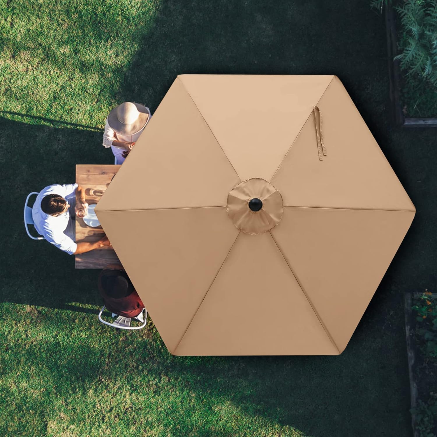 MASTERCANOPY Patio Umbrella 9 ft Replacement Canopy for 6 Ribs-Beige Canopy Only