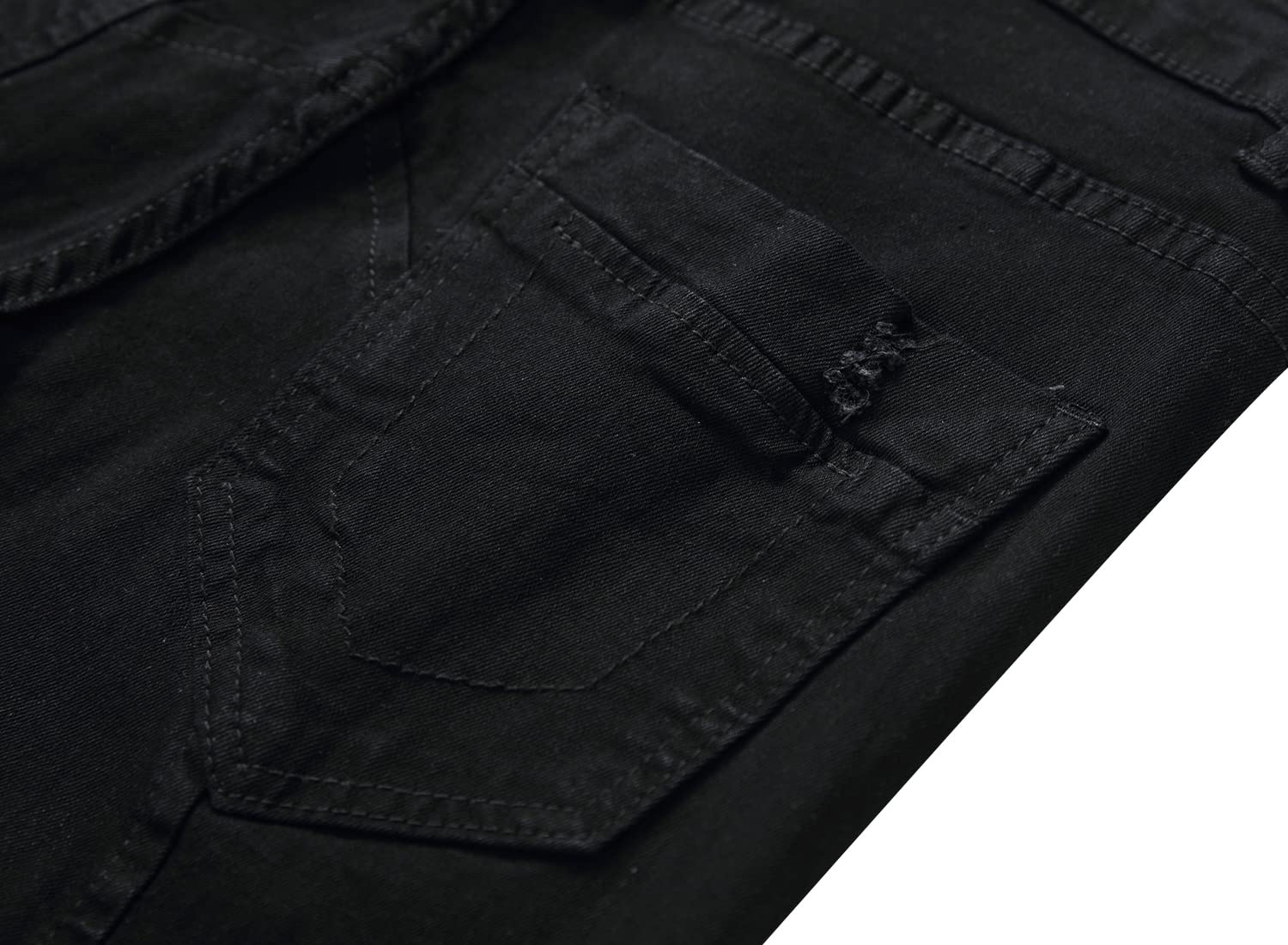 Jeans da motociclista slim fit da uomo, pantaloni in denim da moto strappati elasticizzati distrutto, Nero-strappato, 48