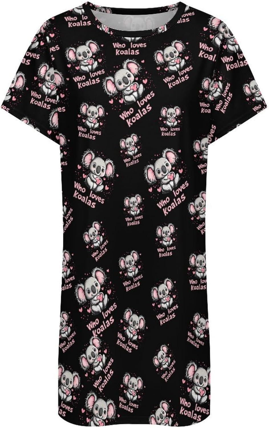 Who Loves Koala Nightgowns for Women Short Sleeve Sleep Dress Casual Sleepshirt Night Gowns Pajamas