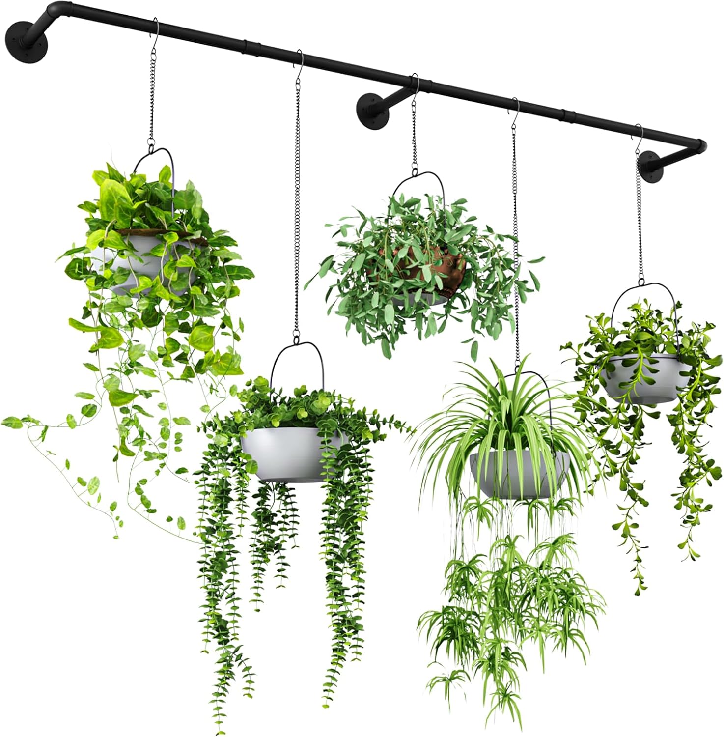 Bamworld Plant Hanger Indoor 70in Hanging Planters Rod Hanging Plant Holder for Window Plant Shelves Metal Rod，Pots Not Included