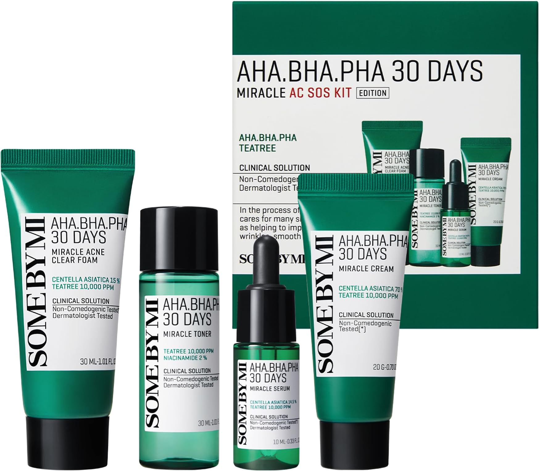 Aha.Bha.PHA 30Days Starter Limited Edition 4 Pcs Set (Toner 30ml+Serum 10ml+Cream 20g+Miracle Acne Clear Foam 30ml) Miracle AC SOS Kit