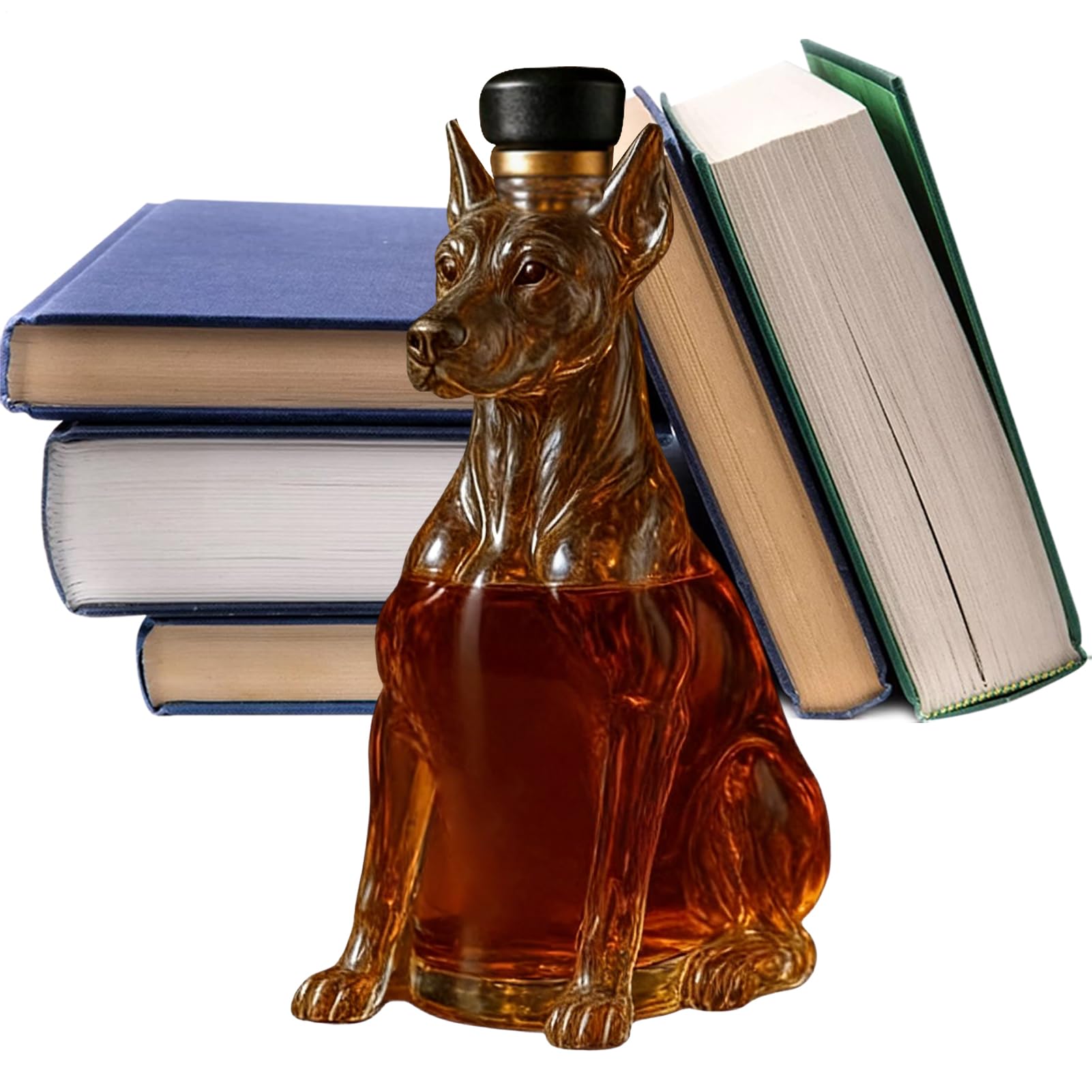 Bouteille de whisky en verre de qualité supérieure sculptée en forme de chien