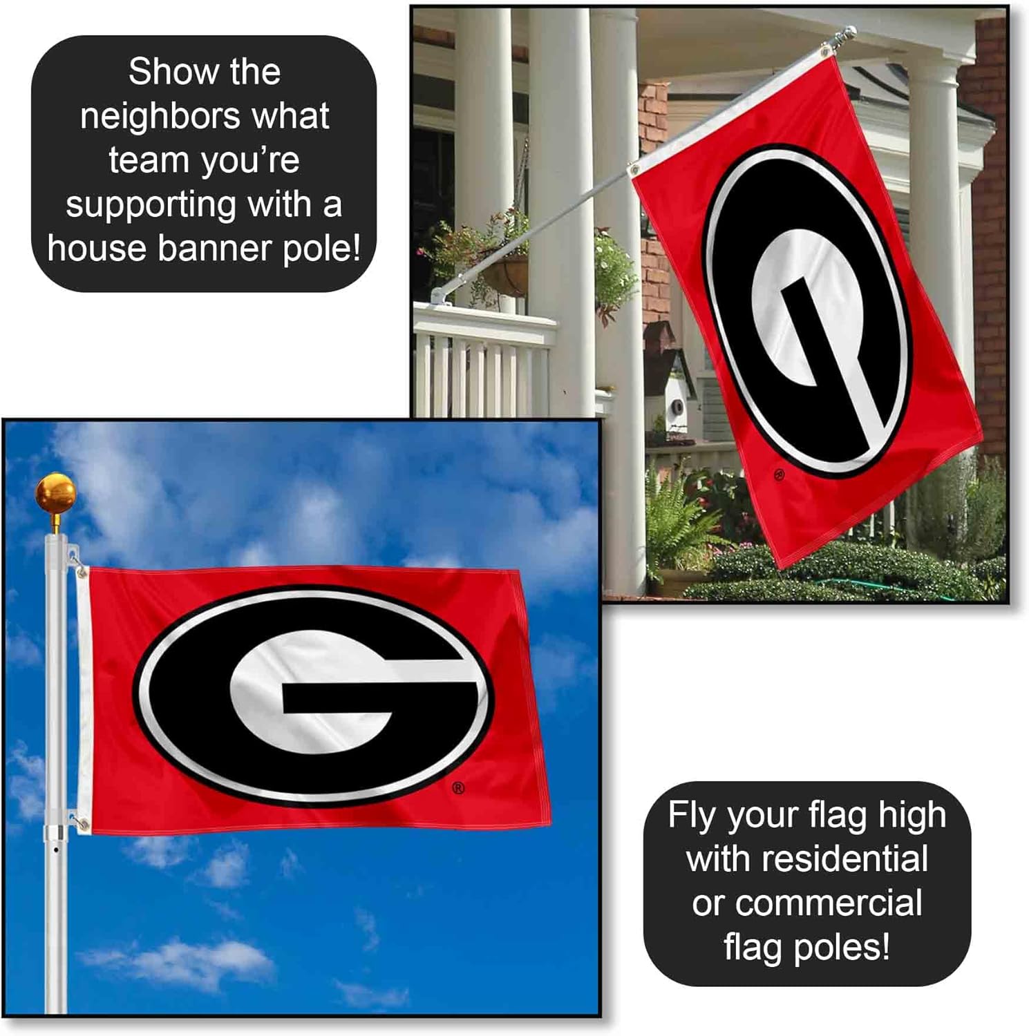 College Flags & Banners Co. Georgia Bulldogs Dawgs University Large College Flag - Image 3