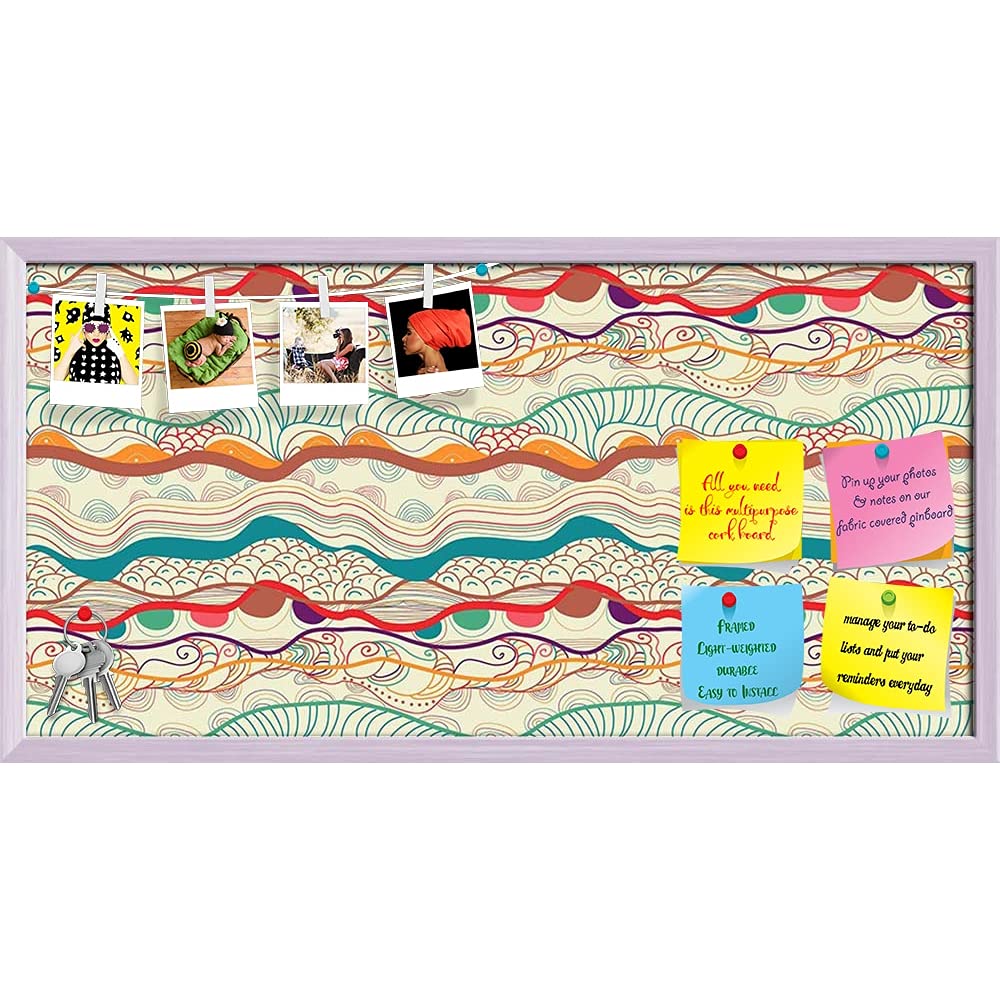 ArtzFolio Waves Drawing Bulletin Board Notice Pin Board Vision Soft Board Combo with Thumb