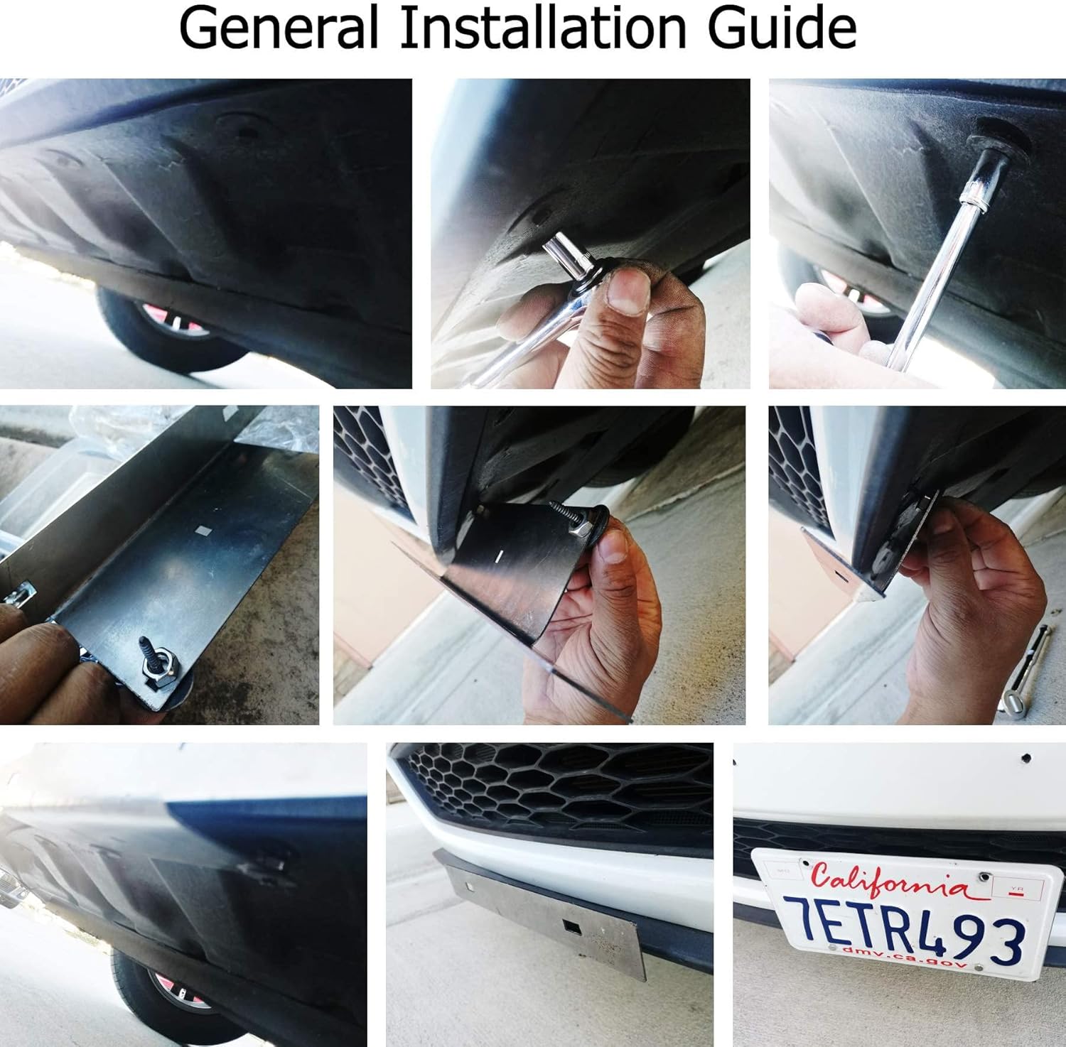 iJDMTOY No Drill Front License Plate Mounting Bracket Relocator Compatible with 2013-2014 Ford Mustang