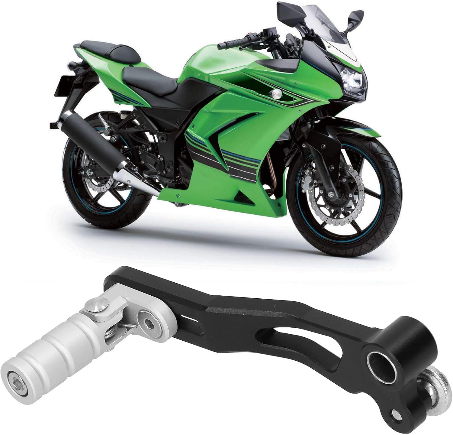 Qqmora Motorcycle Gear Shift Lever Folding Adjustable Durable Metal Gear Shifter for Z300 2015 2017