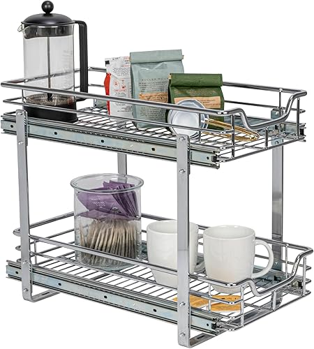 Vista 140 de Household Essentials Glidez - Organizador multiusos de acero cromado extraíble y deslizante para utensilios de cocina y utensilios para hornear