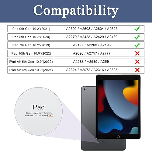 Miniatura 2 de Soke Funda para iPad de 9 generación 20218 generación 20207 generación 2019 con soporte para lápices, funda de alta calidad a prueba de golpes con