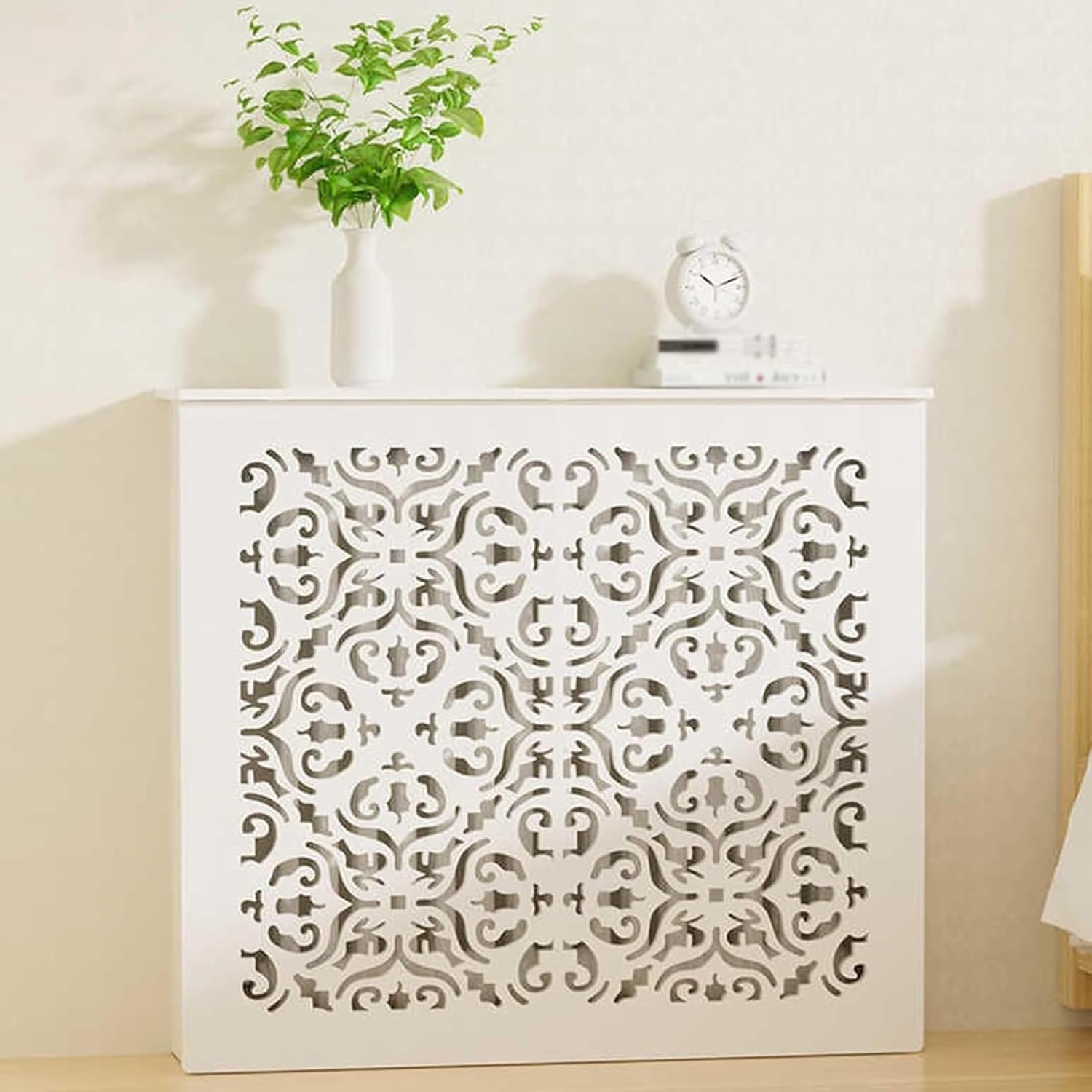 20-40in White Radiator Covers Modern Shelf Heater Cover Cabinet Shelf for Home, Living Room, Hallway(39x32x6in/100x80x15cm)