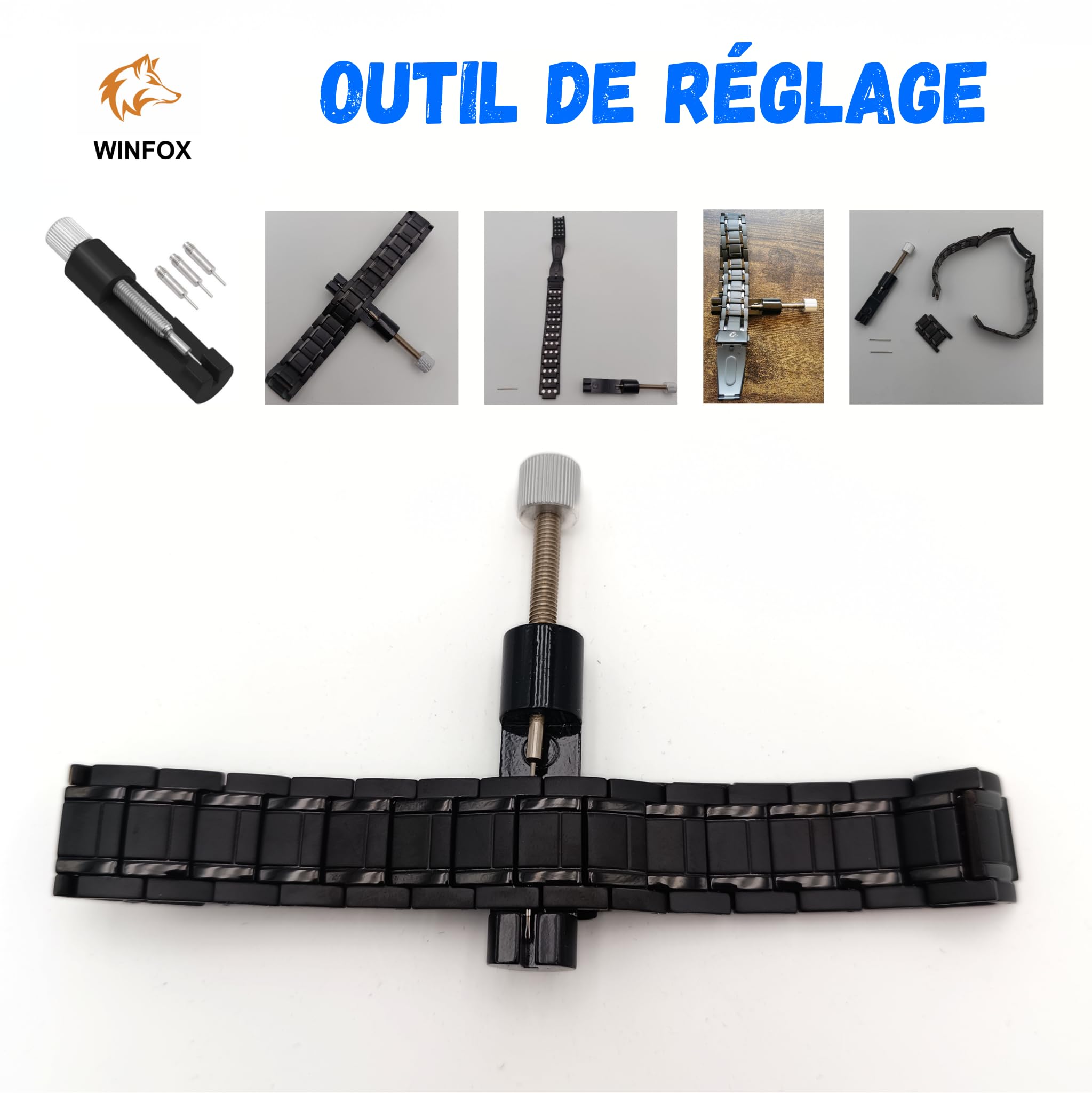 Bracelet Magnetique Homme PREMIUM, Titane, Le Plus Puissant du marché, Bijou Aimanté Inoxydable, Ultra Résistant, 60 Aimants en Néodyme de Terre Rare, Outil de Dimensionnement, WINFOX777
