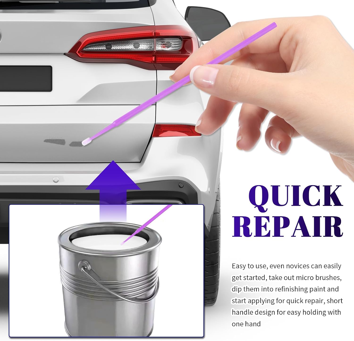 100PCS Mini Car Touch Up Paint Brushes,Single-Use Micro Brushes for Fine Detail Car Paint Scratch Repair,Portable Micro Applicator Brush Cars Accessories for Paints Chip Repair
