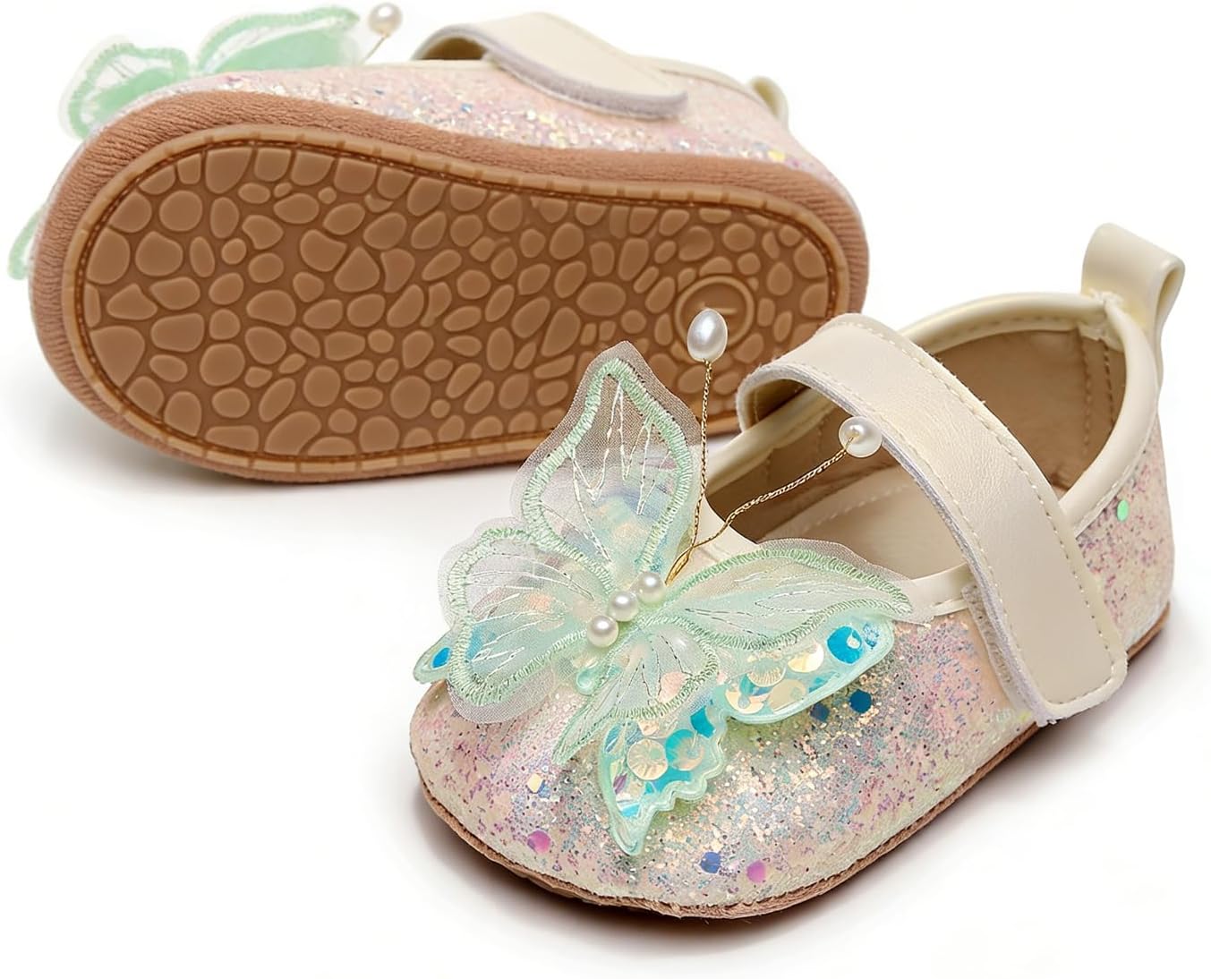 Baby Girls Mary Jane Flats Bowknot Non Slip Soft Sole Toddler First Walkers Princess Wedding Dress Shoes