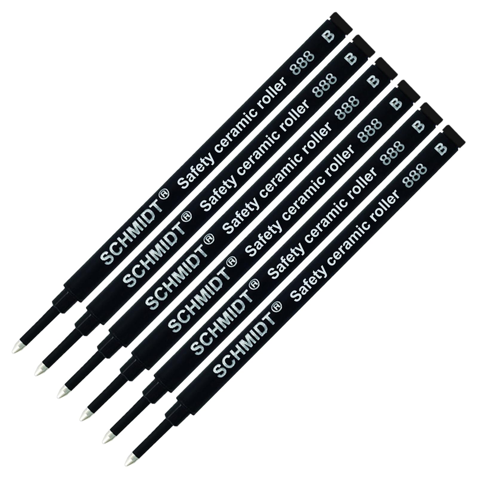 Schmidt 888 Safety Ceramic Rollerball Refill - Black Ink (Broad Tip 1.00mm) - Pack of 6