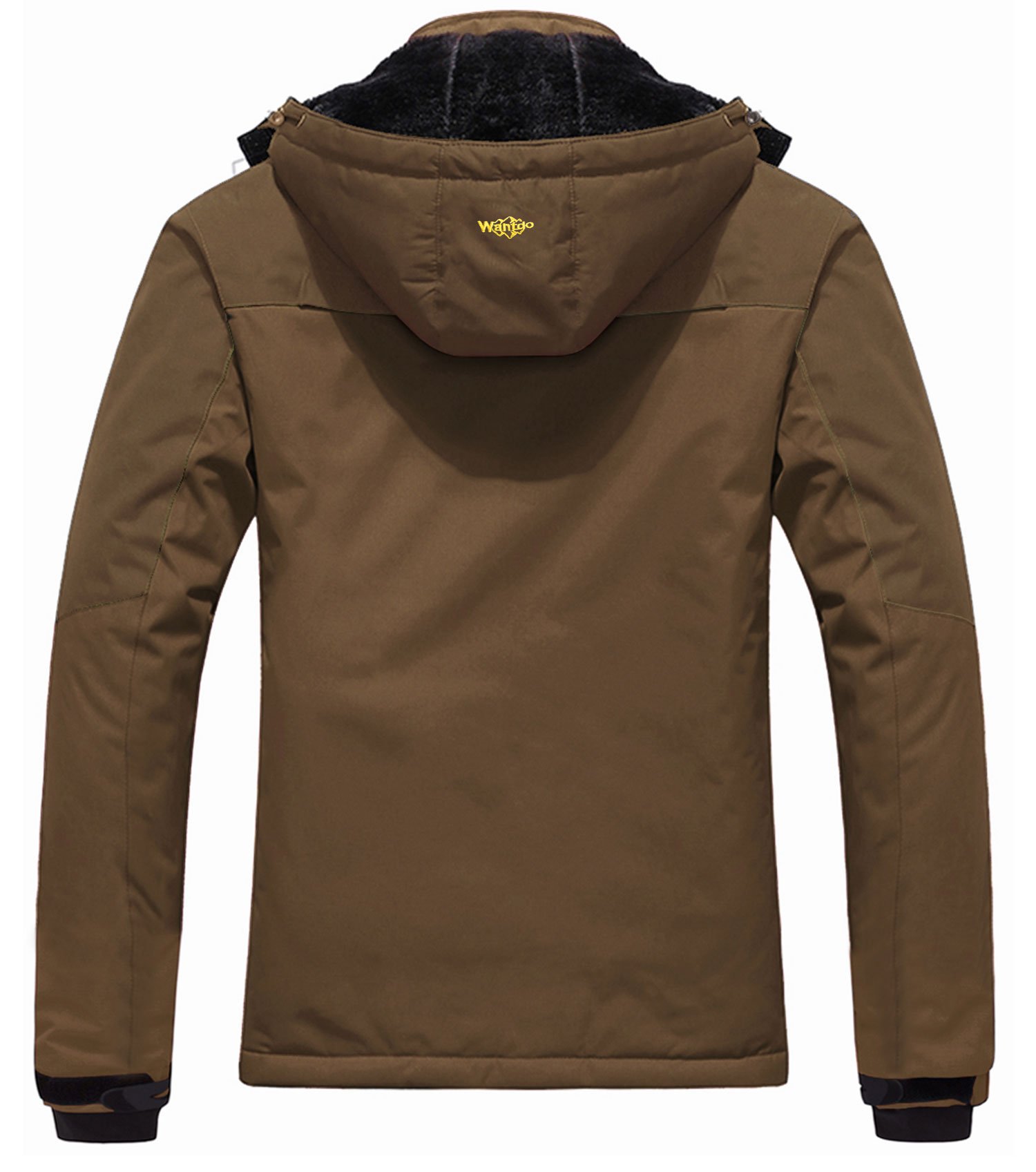 Wantdo Giacca da Sci Montagna Calda Invernale Parka da Neve Imbottita Cappotto da Snowboard in Pile Giubbotto con Cappuccio Impermeabile Uomo