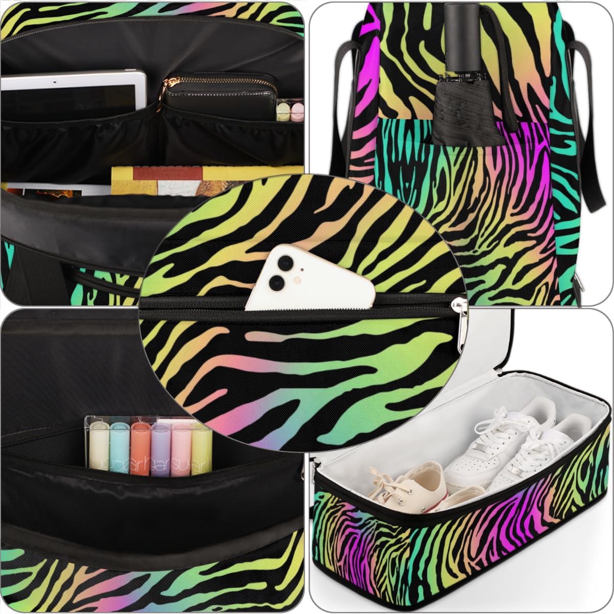 QsirBC Animal Skin Prints Theme Decor Gym Bag for Women Duffle Tote with Shoes Compartment Men Weekender Duffel for Dance Travel Sports Swimming Overnight