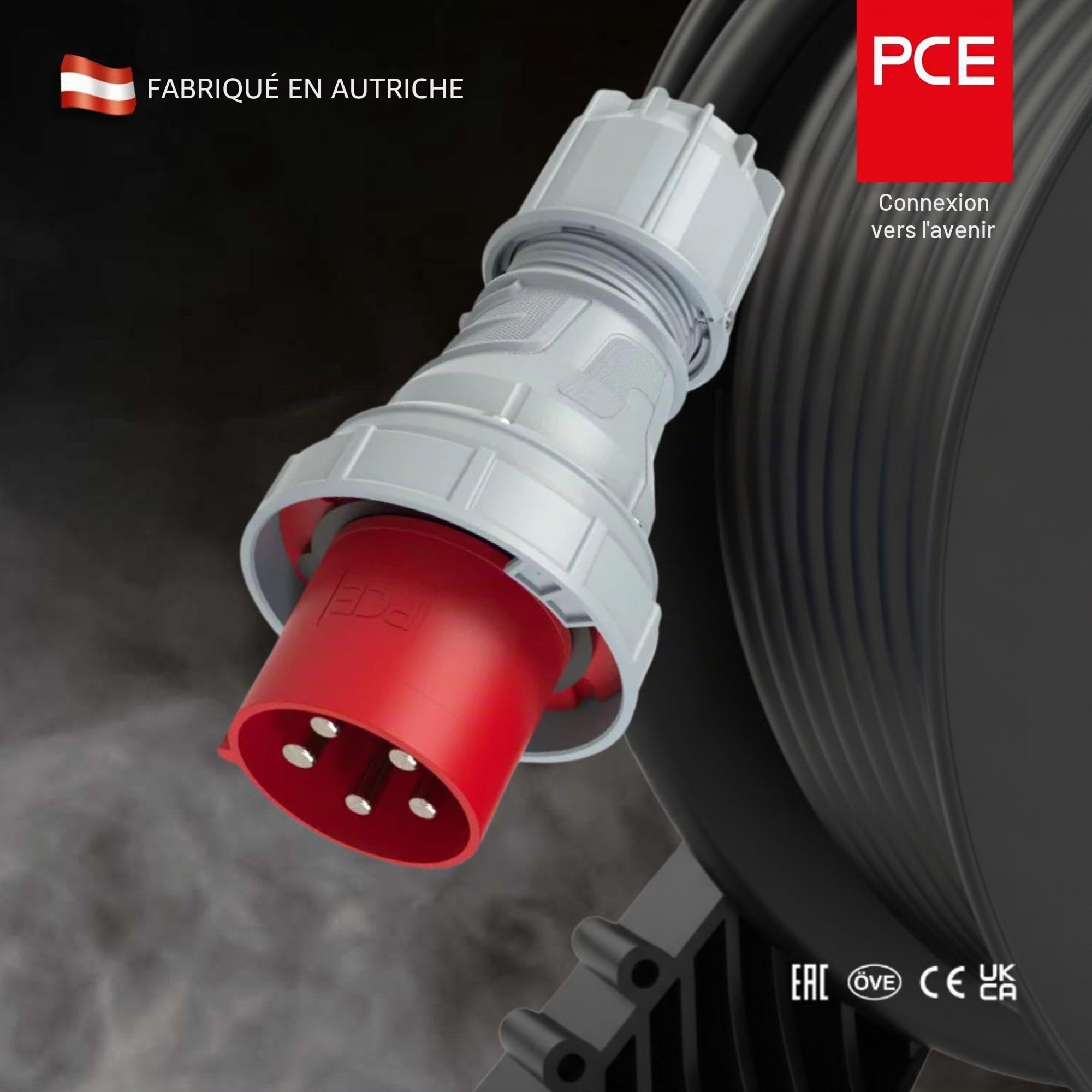 PCE 045-6 Fiche CEE 125 A 5p 6h IP67 Power Twist - Connecteur Industriel | Prise pour courant fort 400 V - Boîtier IK10 résistant aux chocs - Presse-étoupe 22,5-50 mm - Borne à vis stable