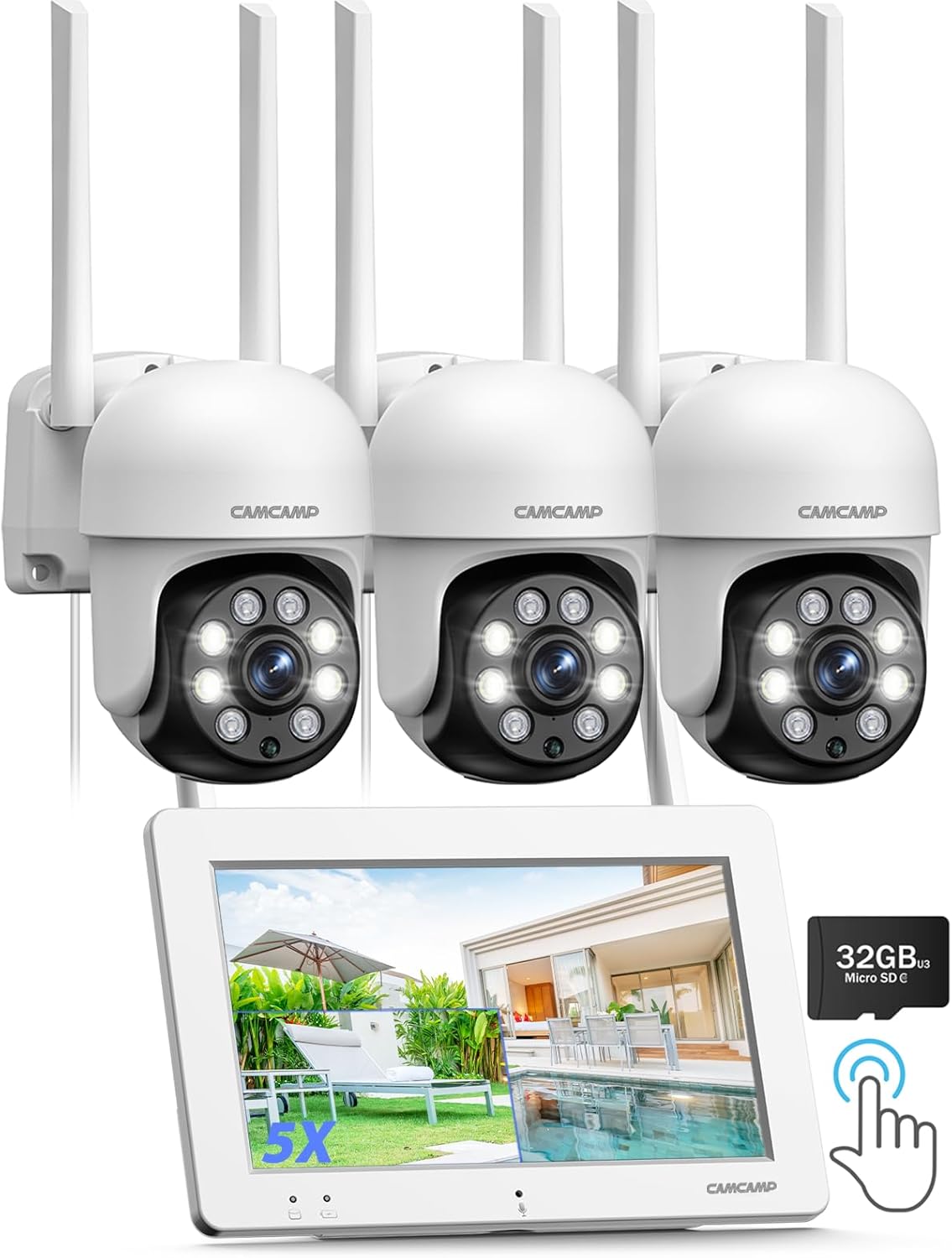 Amazon.com : Camcamp 3 Pack Wireless Security Camera System Outdoor ...