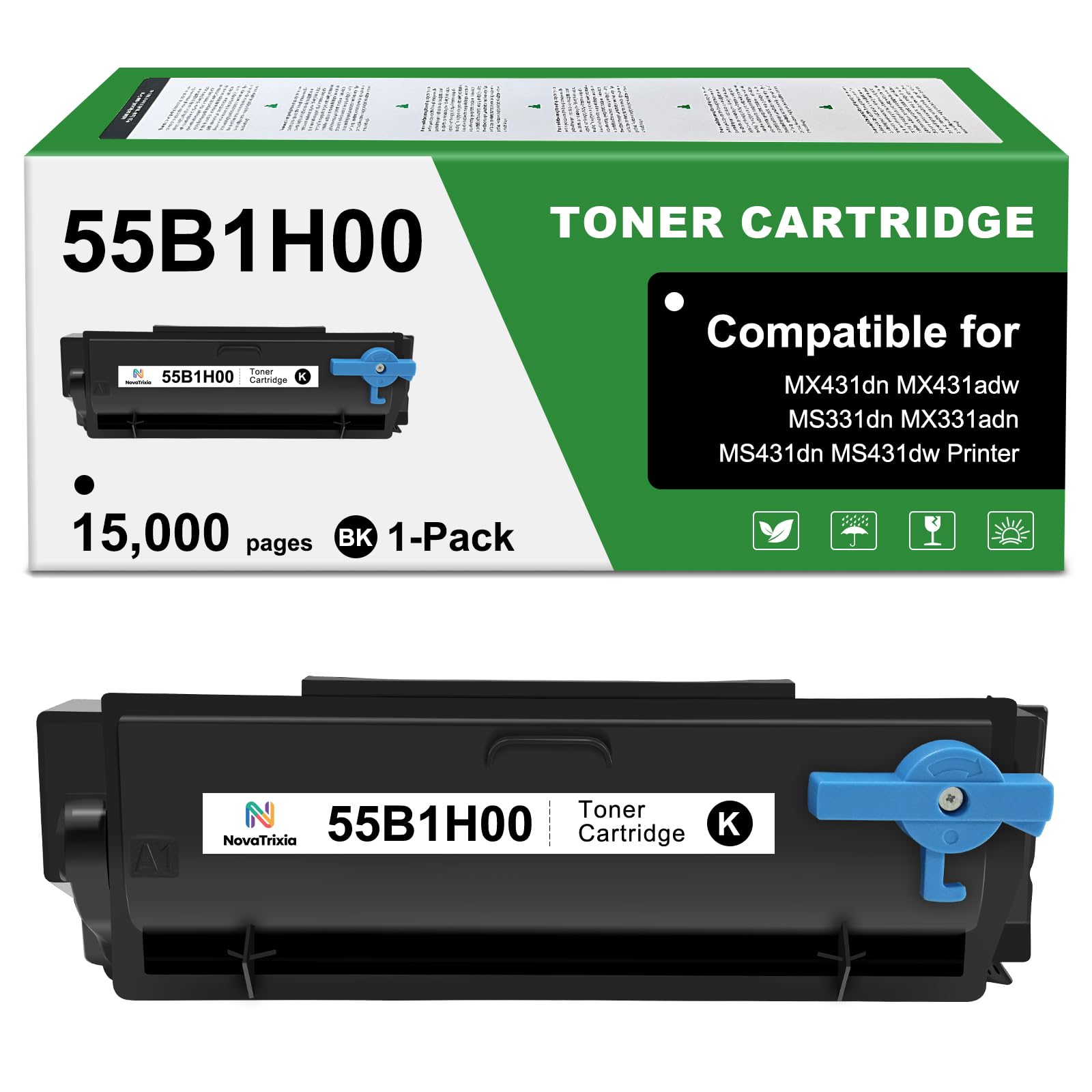 Photo 1 of NovaTrixia 55B1H00 Black Toner Cartridge