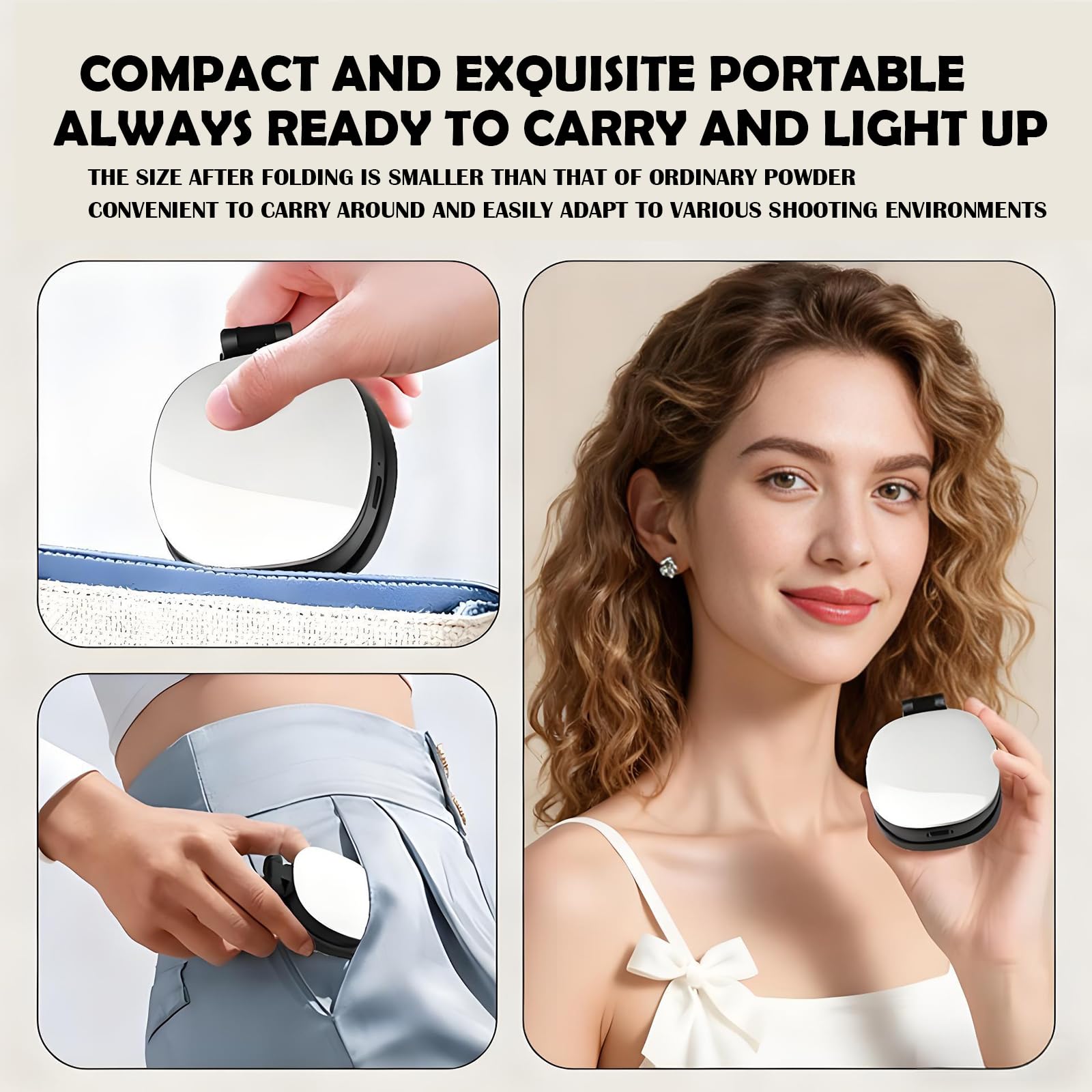 Vibe LED Video Light - Luz magnética para selfie para iPhone, luz de teléfono con espejo, fijación instantánea para MagSafe, selfies, videoconferencias