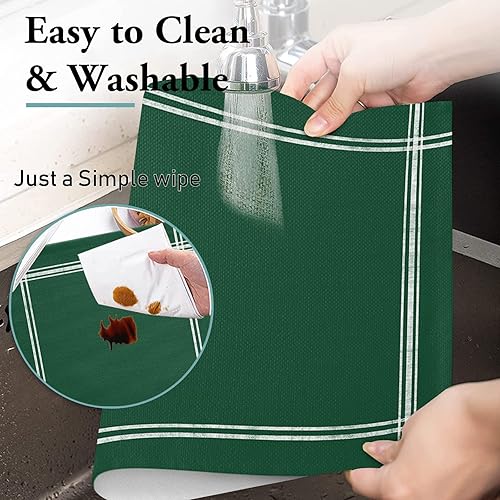 Miniatura 4 de Juego de 6 manteles individuales color verde esmeralda, para mesa de comedor, lavables, antideslizantes, a prueba de aceite, resistentes al calor,
