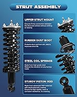 Vista 4 de Conjunto Completo de Resorte de Puntal Delantero y Trasero Compatible con Ford Mustang 1994-2004 Amortiguadores 344433 71962 (Juego de 4)